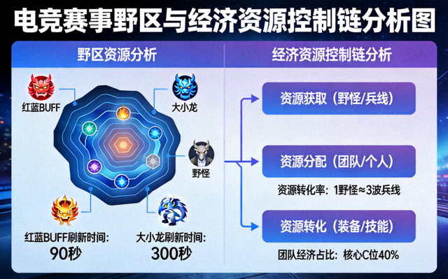 电竞赛事野区与经济资源控制链分析图