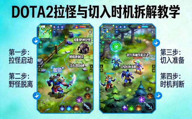 DOTA2拉怪与切入时机拆解教学画面