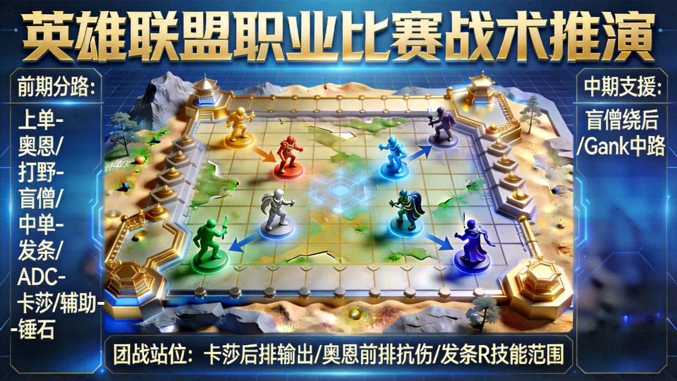英雄联盟职业比赛战术沙盘推演与团战站位拆解画面